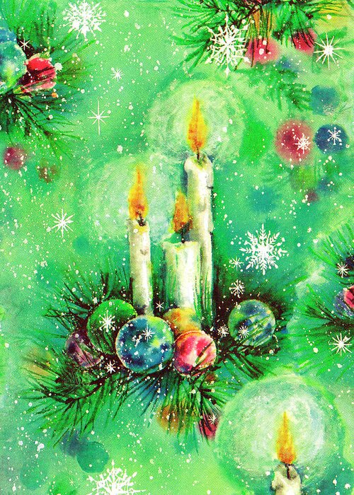 Background Greeting Card featuring the drawing Christmas Candle Pattern by CSA Images