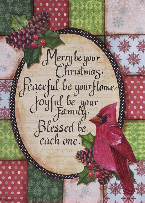 Christmas Cardinal Greeting Card featuring the mixed media Christmas Cardinal by Let Your Art Soar