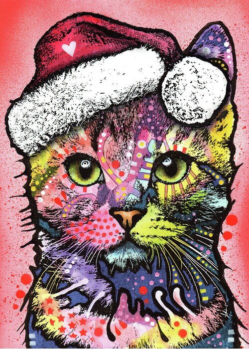 Cat Christmas Card Merry Christmas Art by Irina Garmashova 