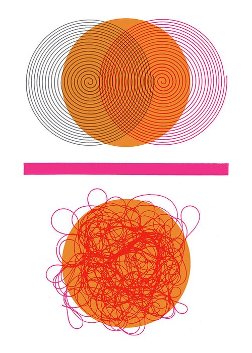 Abstract Greeting Card featuring the drawing Circles and Squiggles by CSA Images