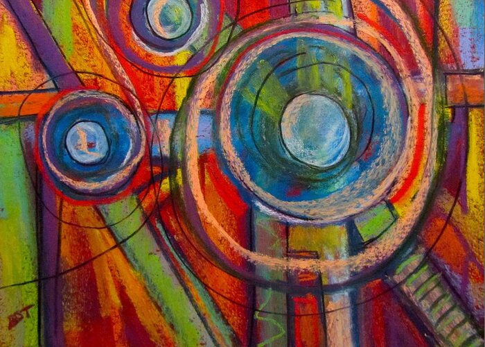 Abstract Greeting Card featuring the pastel Circles in pastel by Barbara O'Toole