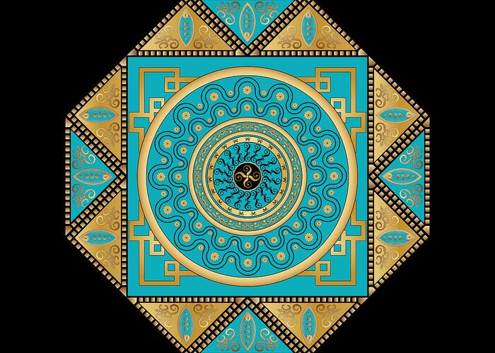 Mandala Greeting Card featuring the digital art Circumplexical No 3557 by Alan Bennington