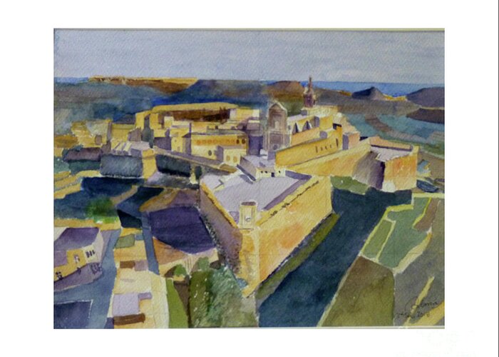 Cittadella Greeting Card featuring the painting Cittadella Gozo by Godwin Cassar