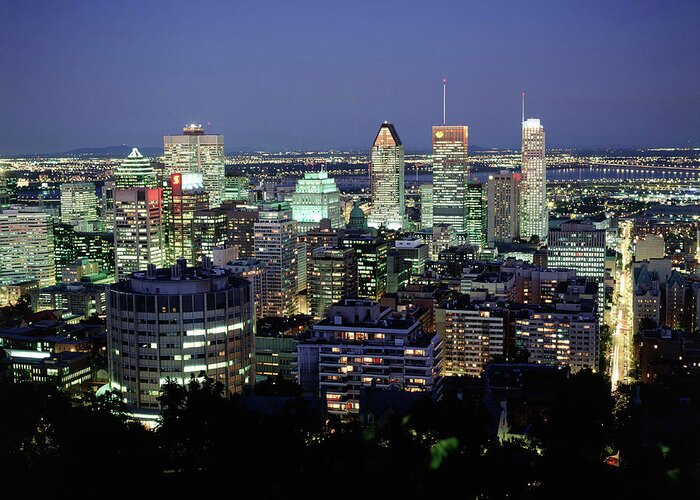 Corporate Business Greeting Card featuring the photograph City Skyline, Montreal, Quebec, Can by Walter Bibikow
