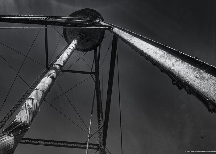  Greeting Card featuring the photograph Classic Water Tower BW Study by Mark Valentine