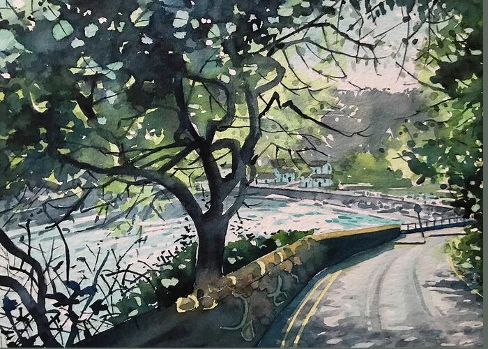 Salcombe Greeting Card featuring the painting Cliff Road - Salcombe by Luisa Millicent
