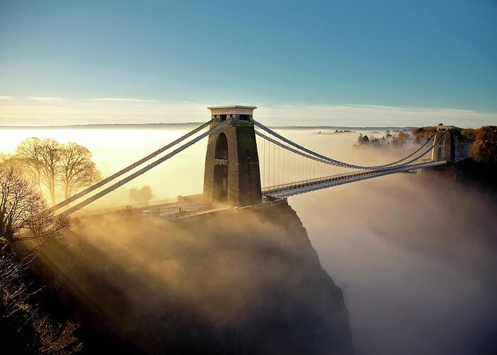 Tranquility Greeting Card featuring the photograph Clifton Suspension Bridge by Paul C Stokes