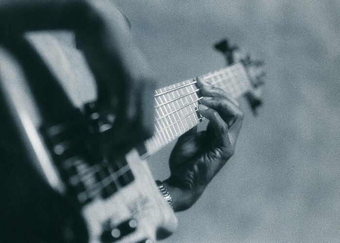 One Man Only Greeting Card featuring the photograph Close-up Of Guitar Fingering by Digital Vision.
