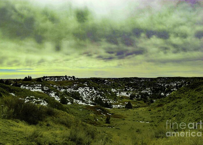 Landscape Greeting Card featuring the photograph Clouds and East Montana landscape by Jeff Swan