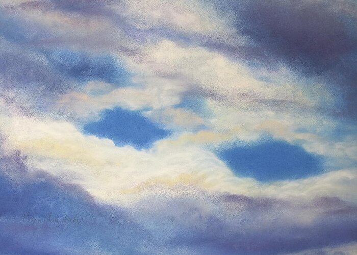 Blue Sky Patches Greeting Card featuring the pastel Clouds Leaving by Marie-Claire Dole