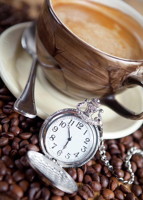 Pocket Watch Greeting Card featuring the photograph Coffee Time by Arican