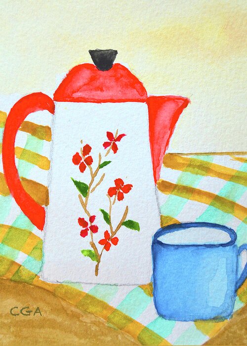 Coffee Time Greeting Card featuring the painting Coffee Time by Carol Grace Anderson
