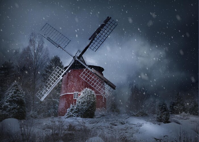 Windmill Greeting Card featuring the photograph Cold, Cold Ground by Johan Lennartsson