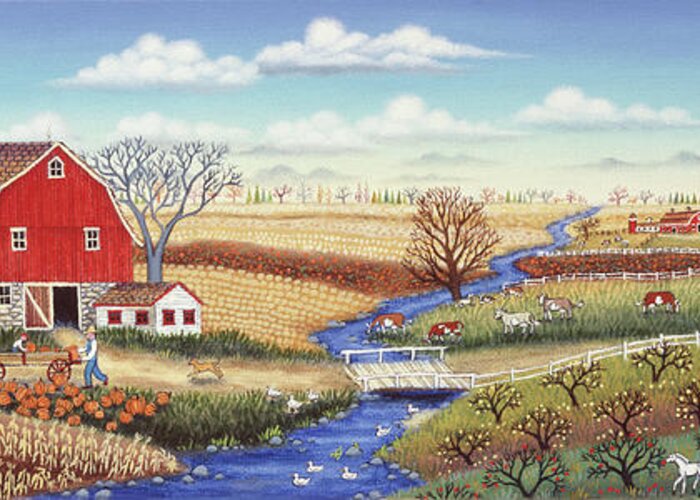 Coldwater Farm Greeting Card featuring the painting Coldwater Farm by Kathy Jakobsen