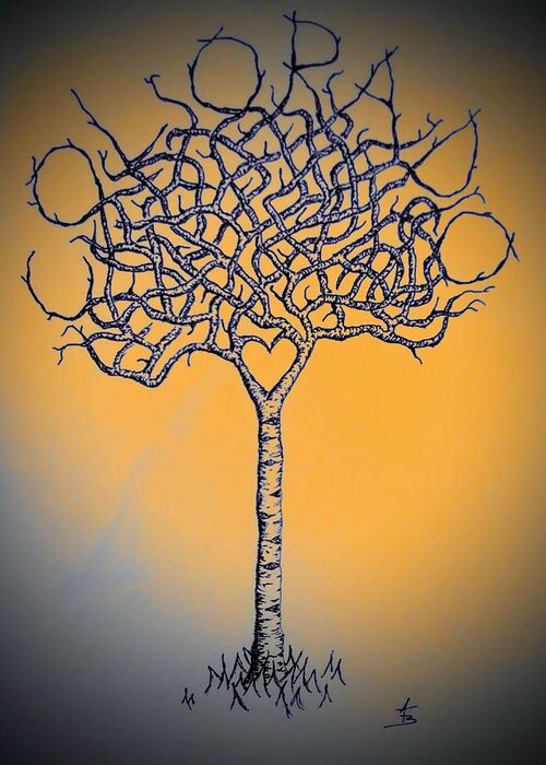 Colorado Greeting Card featuring the drawing Colorado Aspen Love Tree by Aaron Bombalicki