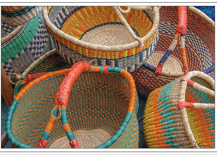 Baskets Greeting Card featuring the photograph Colorful Baskets from Nurenberg Market by Peggy Dietz