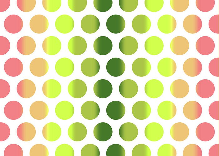 Pattern Greeting Card featuring the mixed media Colorful Dots Pattern - Polka Dots - Pattern Design 2 - Pink, Yellow, Green, Peach by Studio Grafiikka