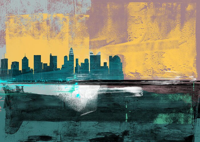 Columbus Greeting Card featuring the mixed media Columbus Abstract Skyline I by Naxart Studio