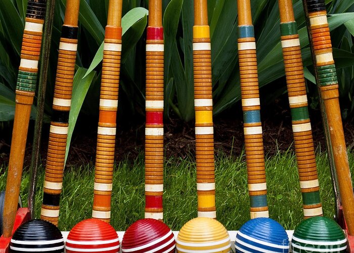 Play Greeting Card featuring the photograph Complete Set Of Croquet Mallets by Robert Hale