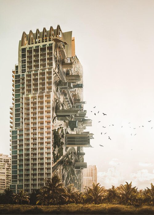 Skyscraper Greeting Card featuring the photograph Connected by Marcus Hennen