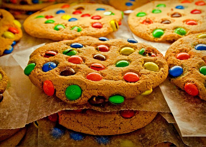 Unhealthy Eating Greeting Card featuring the photograph Cookies With M&ms by Kantor