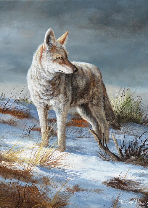 Wildlife Greeting Card featuring the painting Cool Evening by Trevor V. Swanson