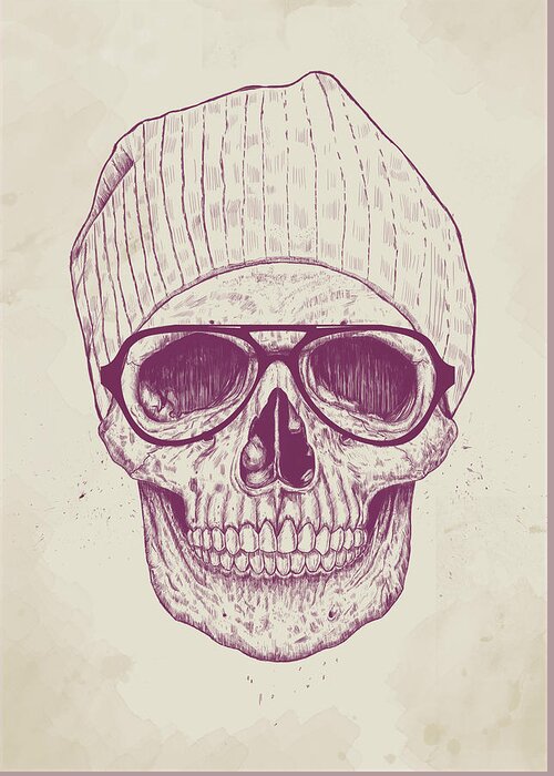Skull Greeting Card featuring the drawing Cool skull by Balazs Solti