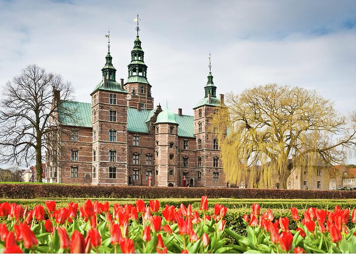 Flowerbed Greeting Card featuring the photograph Copenhagen Rosenborg Slot Castle by Fotovoyager