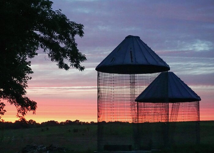 Corn Crib Greeting Card featuring the photograph Corn Cribs at Sunset by Tana Reiff