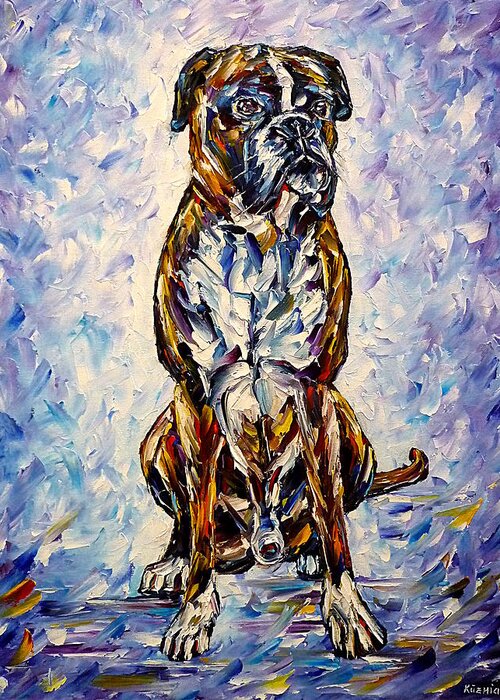 I Love Dogs Greeting Card featuring the painting Cosmo by Mirek Kuzniar