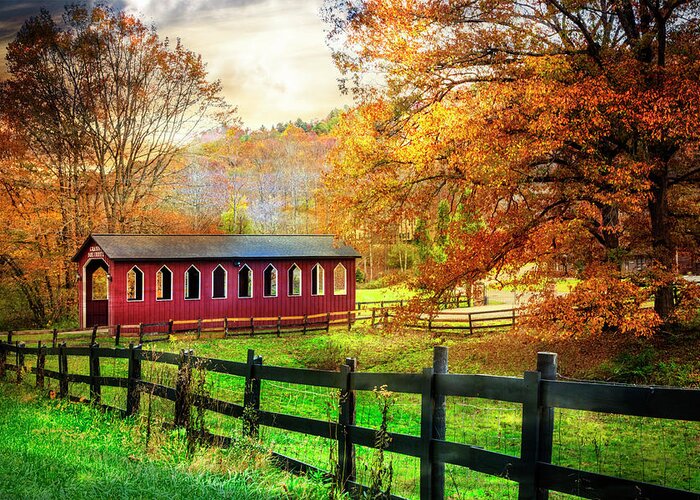 Andrews Greeting Card featuring the photograph Country Red in Autumn by Debra and Dave Vanderlaan