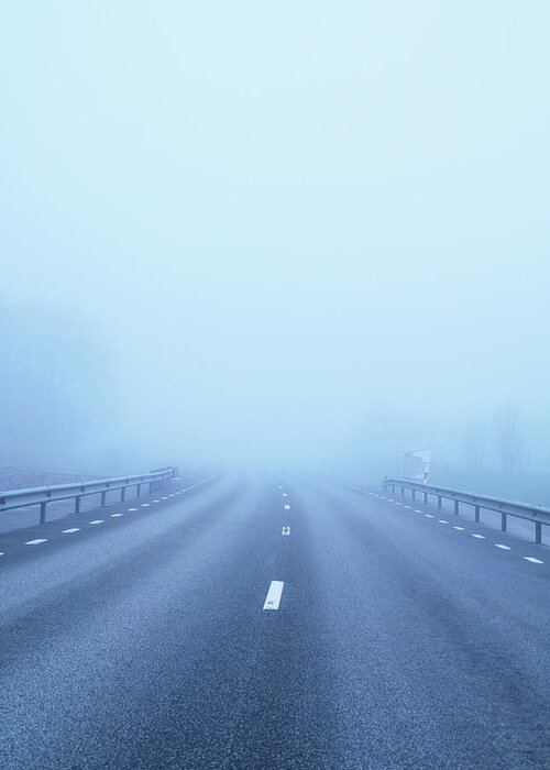Sweden Greeting Card featuring the photograph Country Road Covered With Fog by Johner Images