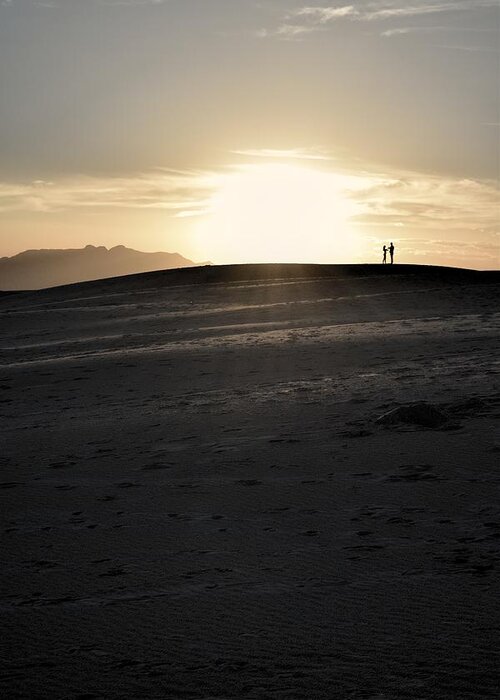 Couple Greeting Card featuring the photograph Couple Silhouette at White Sands, New Mexico by Chance Kafka