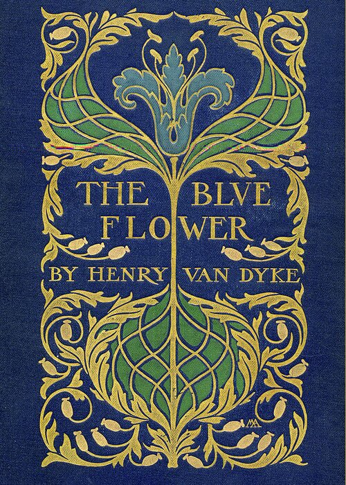 Binding Design Greeting Card featuring the mixed media Cover design for The Blue Flower by Margaret Armstrong