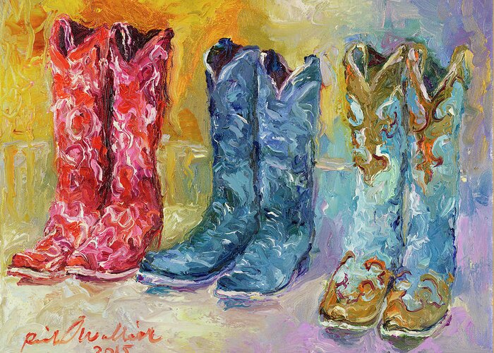 Cowboy Boots Greeting Card featuring the painting Cowboy Boots by Richard Wallich