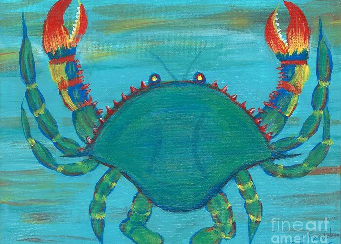 Crab Greeting Card featuring the painting Crab II by Elizabeth Mauldin