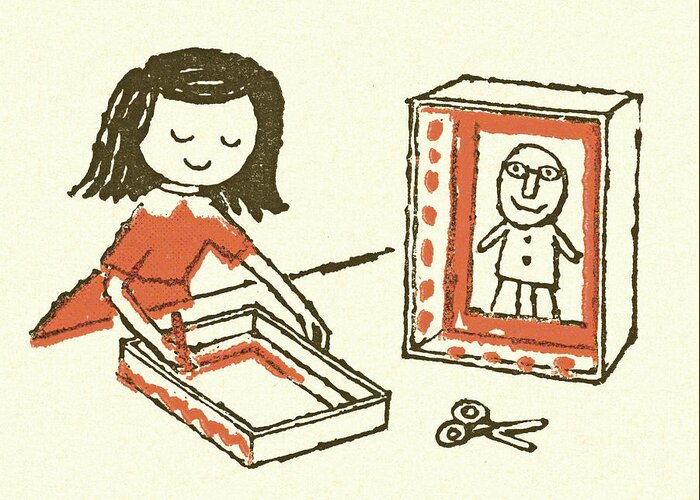 Art Greeting Card featuring the drawing Creative Girl with Box by CSA Images