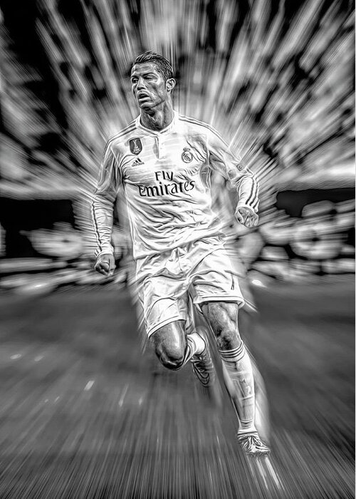 Cristiano Ronaldo Greeting Card featuring the mixed media Cristiano by Mal Bray