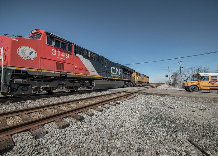 Railroad Greeting Card featuring the photograph CSX Q028-26 Atlanta GA - Chicago IL by Jim Pearson