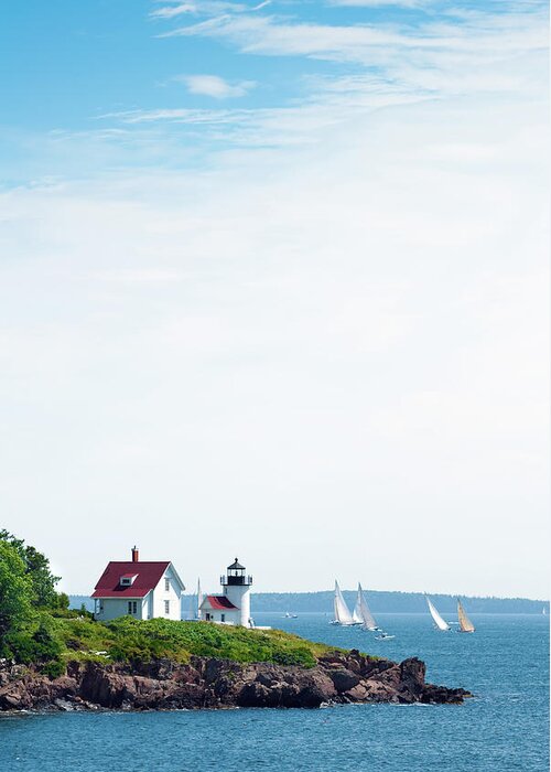 Camden Greeting Card featuring the photograph Curtis Head Light In Camden, Me With by Gregobagel