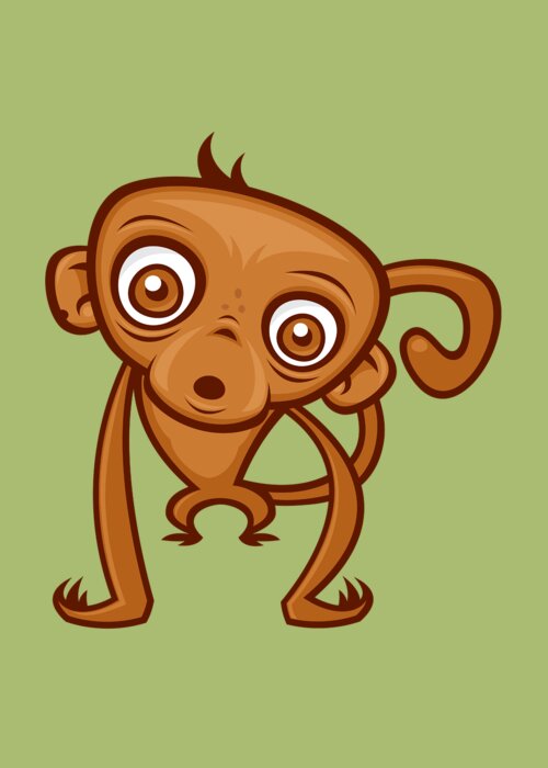 Vector Greeting Card featuring the digital art Cute Monkey by John Schwegel