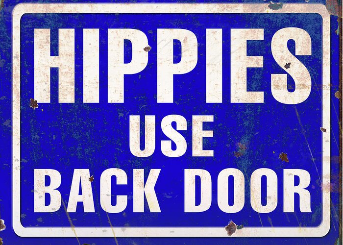 Vintage & Retro Greeting Card featuring the digital art D100745 Hippies Back Door by Retroplanet