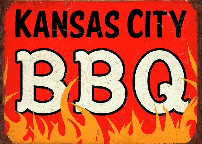 Vintage & Retro Greeting Card featuring the digital art D104186 Bbq Kansas City by Retroplanet