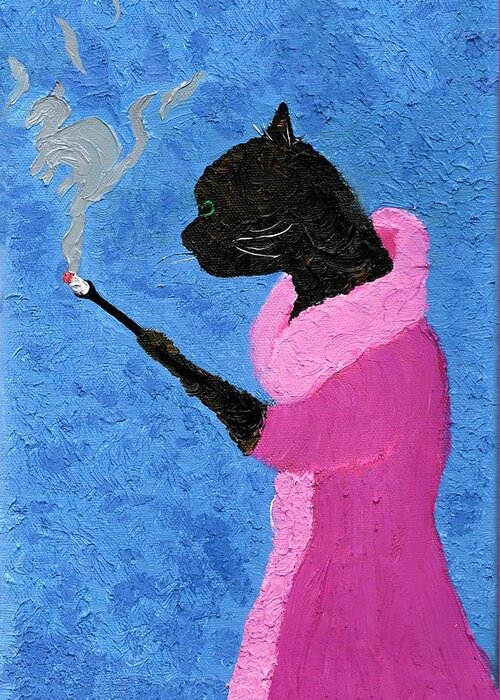 Cat Greeting Card featuring the painting Daaaahling.. by Misty Morehead