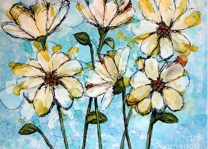 Floral Greeting Card featuring the painting Daisies by Beth Kluth