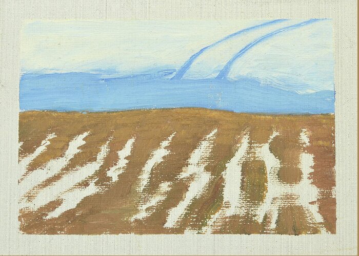 Landskap Greeting Card featuring the painting Dala spring winter  Dala vaarvinter 1995-97 5 of 7 by Marica Ohlsson