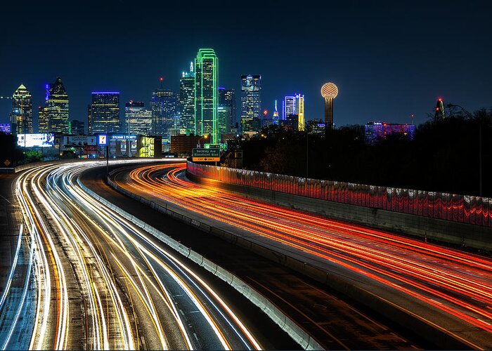 Dallas Greeting Card featuring the photograph Dallas at Night by Michael Ash