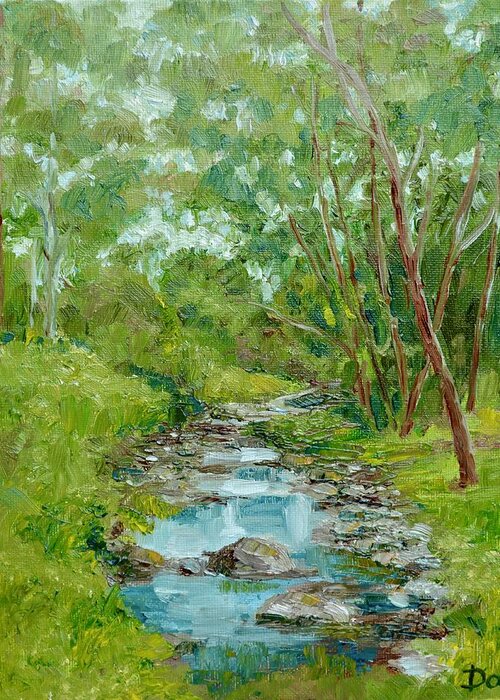 Creek Greeting Card featuring the painting Darebin Creek at Alphington by Dai Wynn