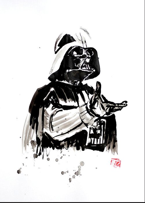 Darth Vader Greeting Card featuring the painting Darth Vader 02 by Pechane Sumie