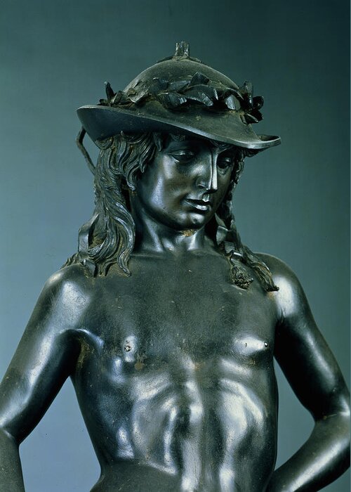 David Greeting Card featuring the sculpture David, Detail, Circa 1440 by Donatello by Donatello